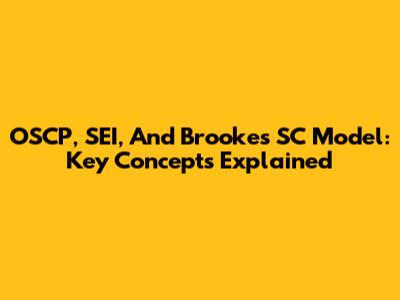 OSCP, SEI, And Brookes SC Model: Key Concepts Explained