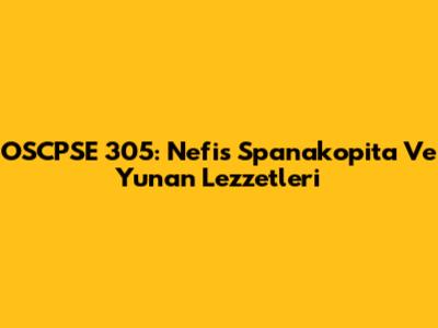 OSCPSE 305: Nefis Spanakopita Ve Yunan Lezzetleri