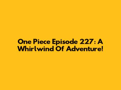 One Piece Episode 227: A Whirlwind Of Adventure!