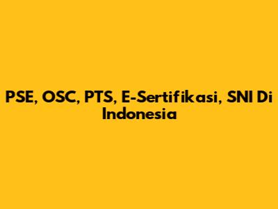PSE, OSC, PTS, E-Sertifikasi, SNI Di Indonesia