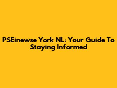 PSEinewse York NL: Your Guide To Staying Informed