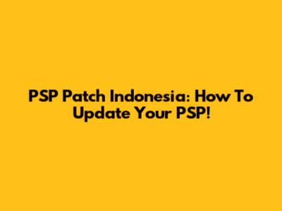 PSP Patch Indonesia: How To Update Your PSP!