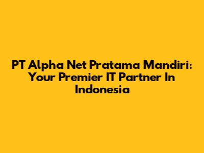 PT Alpha Net Pratama Mandiri: Your Premier IT Partner In Indonesia