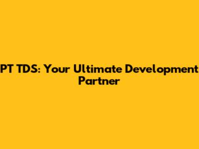 PT TDS: Your Ultimate Development Partner