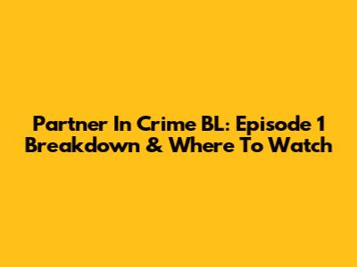 Partner In Crime BL: Episode 1 Breakdown & Where To Watch