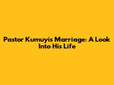 Pastor Kumuyi's Marriage: A Look Into His Life