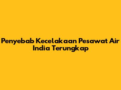 Penyebab Kecelakaan Pesawat Air India Terungkap
