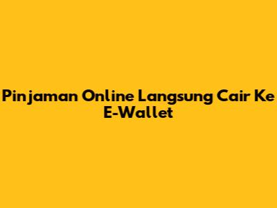 Pinjaman Online Langsung Cair Ke E-Wallet
