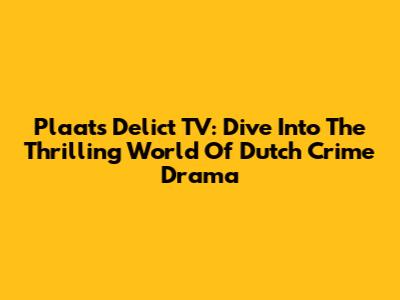 Plaats Delict TV: Dive Into The Thrilling World Of Dutch Crime Drama
