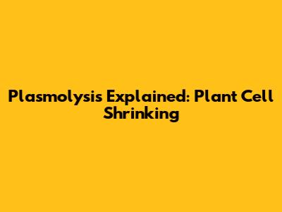 Plasmolysis Explained: Plant Cell Shrinking
