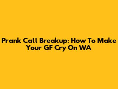 Prank Call Breakup: How To Make Your GF Cry On WA