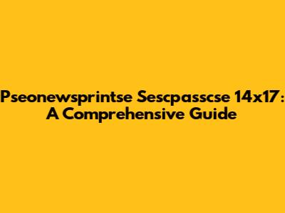 Pseonewsprintse Sescpasscse 14x17: A Comprehensive Guide
