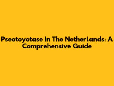 Pseotoyotase In The Netherlands: A Comprehensive Guide