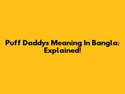 Puff Daddy's Meaning In Bangla: Explained!
