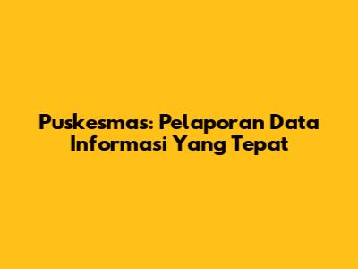 Puskesmas: Pelaporan Data Informasi Yang Tepat
