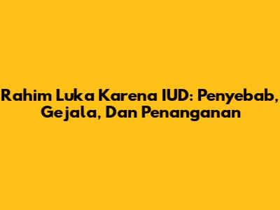 Rahim Luka Karena IUD: Penyebab, Gejala, Dan Penanganan
