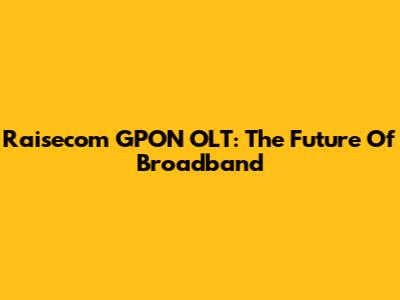 Raisecom GPON OLT: The Future Of Broadband