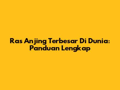 Ras Anjing Terbesar Di Dunia: Panduan Lengkap