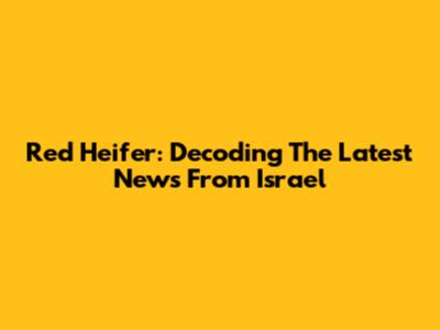 Red Heifer: Decoding The Latest News From Israel