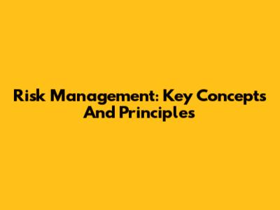 Risk Management: Key Concepts And Principles