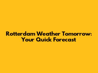 Rotterdam Weather Tomorrow: Your Quick Forecast