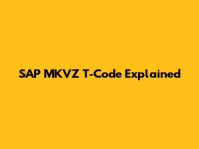 SAP MKVZ T-Code Explained