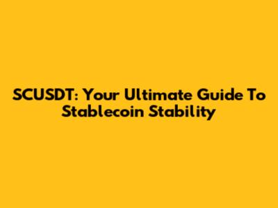 SCUSDT: Your Ultimate Guide To Stablecoin Stability