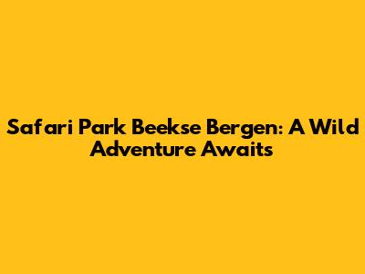 Safari Park Beekse Bergen: A Wild Adventure Awaits