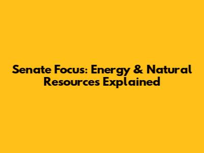Senate Focus: Energy & Natural Resources Explained