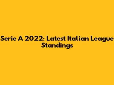 Serie A 2022: Latest Italian League Standings