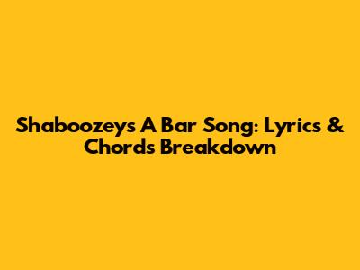 Shaboozey's "A Bar Song": Lyrics & Chords Breakdown