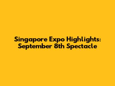 Singapore Expo Highlights: September 8th Spectacle