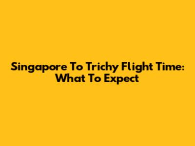 Singapore To Trichy Flight Time: What To Expect