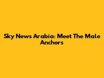 Sky News Arabia: Meet The Male Anchors