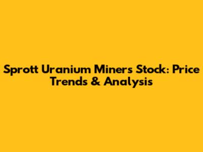 Sprott Uranium Miners Stock: Price Trends & Analysis