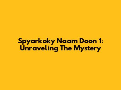 Spyarkoky Naam Doon 1: Unraveling The Mystery