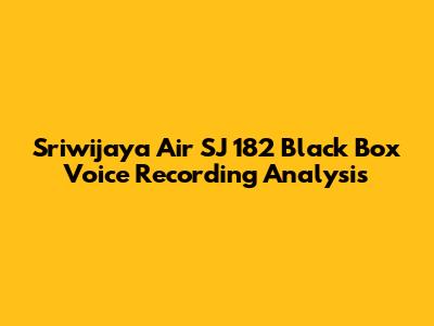 Sriwijaya Air SJ 182 Black Box Voice Recording Analysis