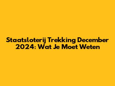 Staatsloterij Trekking December 2024: Wat Je Moet Weten