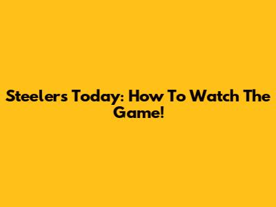 Steelers Today: How To Watch The Game!