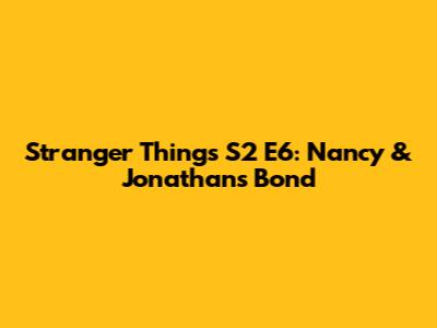 Stranger Things S2 E6: Nancy & Jonathan's Bond
