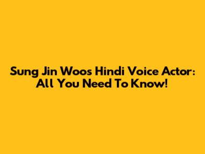 Sung Jin Woo's Hindi Voice Actor: All You Need To Know!