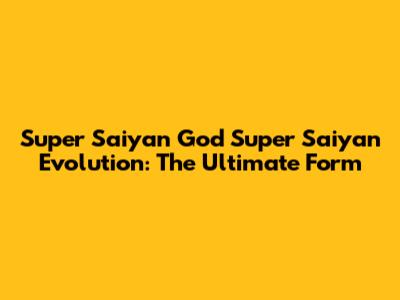 Super Saiyan God Super Saiyan Evolution: The Ultimate Form