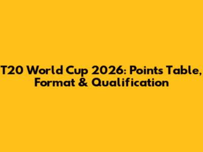 T20 World Cup 2026: Points Table, Format & Qualification