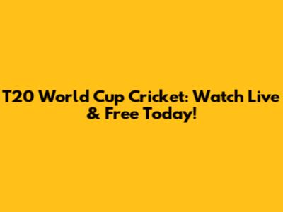 T20 World Cup Cricket: Watch Live & Free Today!