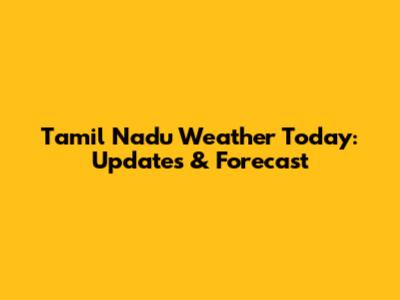 Tamil Nadu Weather Today: Updates & Forecast
