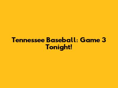 Tennessee Baseball: Game 3 Tonight!