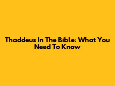 Thaddeus In The Bible: What You Need To Know