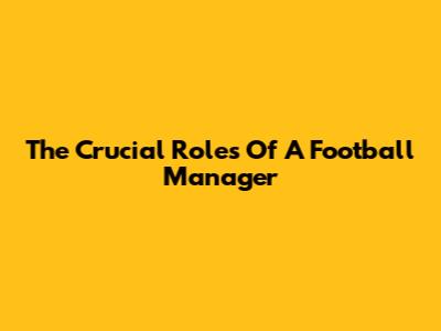 The Crucial Roles Of A Football Manager