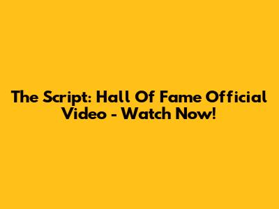 The Script: Hall Of Fame Official Video - Watch Now!