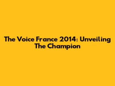 The Voice France 2014: Unveiling The Champion
